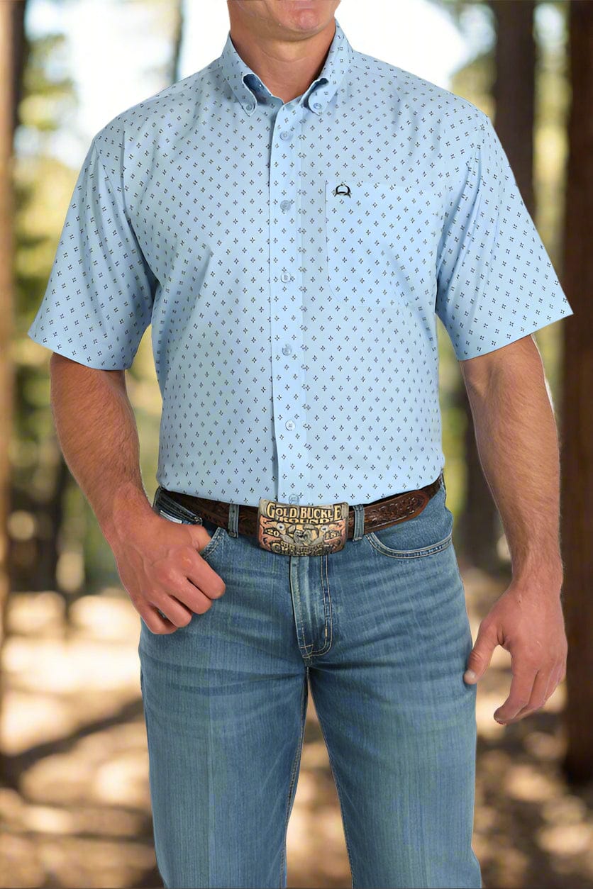 Men's Cinch-Steel Blue & Black Geo Print Arenaflex Shirt-Men's Shirts-Whiskey Ray's Boutique-Whiskey Ray's Boutique, Women's Western Wear Boutique in Waxahachie, TX