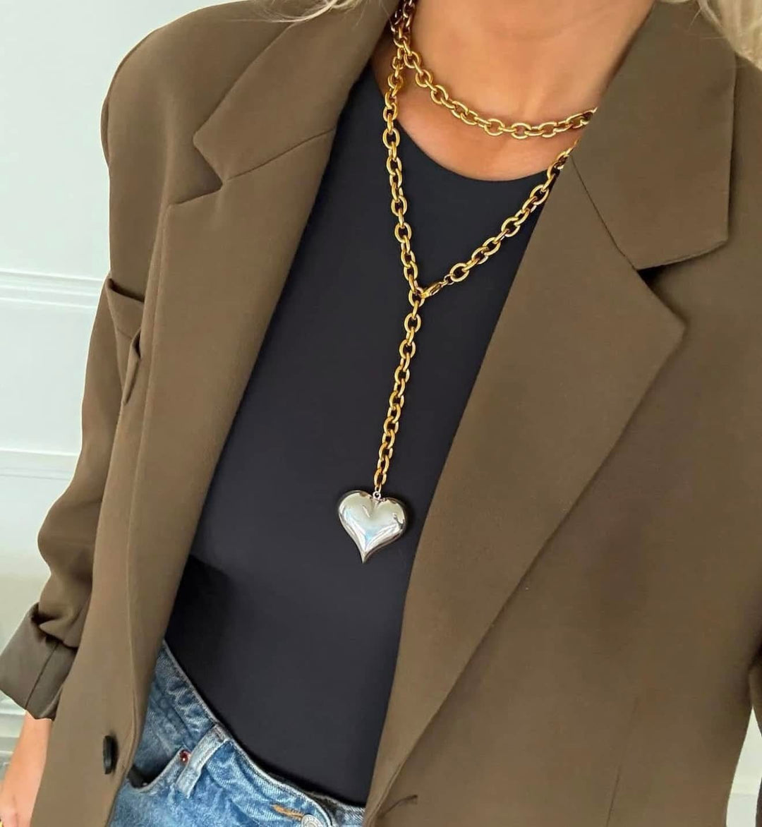 Chainlink Heart Necklace-Necklaces-Whiskey Ray's Boutique-Whiskey Ray's Boutique, Women's Western Wear Boutique in Waxahachie, TX