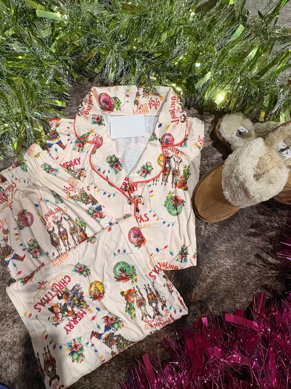 Jingling all the Way Western Christmas PJ Set-Pajamas-Whiskey Ray's Boutique-Whiskey Ray's Boutique, Women's Western Wear Boutique in Waxahachie, TX
