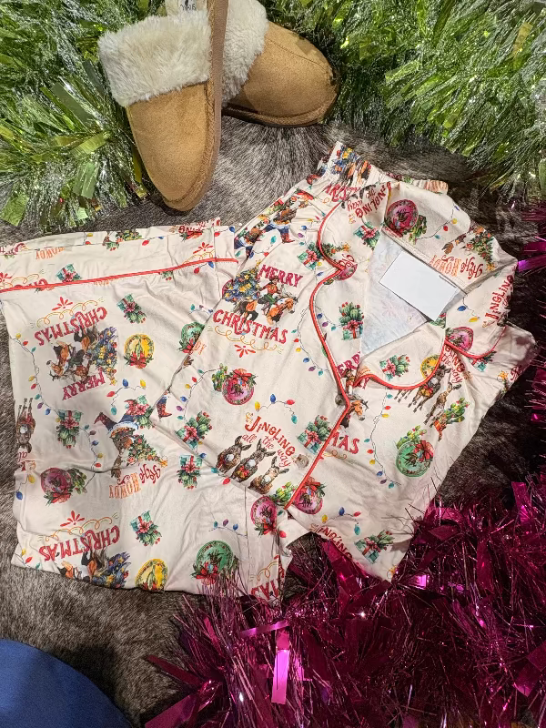 Jingling all the Way Western Christmas PJ Set-Pajamas-Whiskey Ray's Boutique-Whiskey Ray's Boutique, Women's Western Wear Boutique in Waxahachie, TX