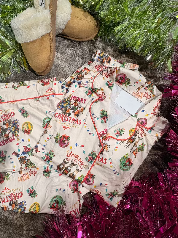 Jingling all the Way Western Christmas PJ Set-Pajamas-Whiskey Ray's Boutique-Whiskey Ray's Boutique, Women's Western Wear Boutique in Waxahachie, TX