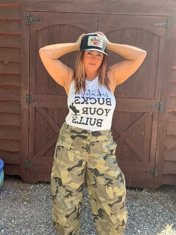 Camo Crush Barrel Pants-Pants-Whiskey Ray's Boutique-Whiskey Ray's Boutique, Women's Western Wear Boutique in Waxahachie, TX