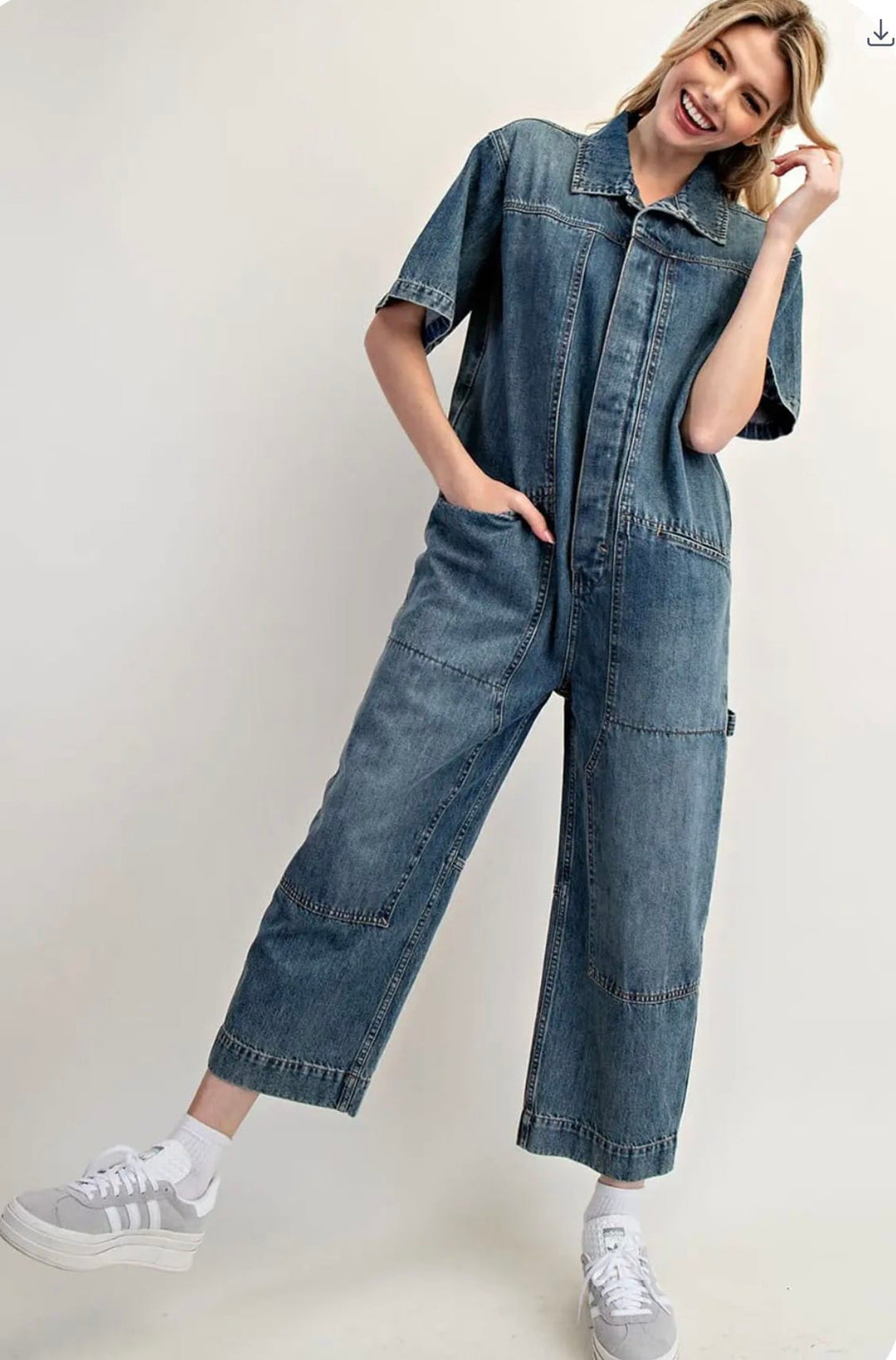 Denim Days Jumpsuit-Pants-Whiskey Ray's Boutique-Whiskey Ray's Boutique, Women's Western Wear Boutique in Waxahachie, TX