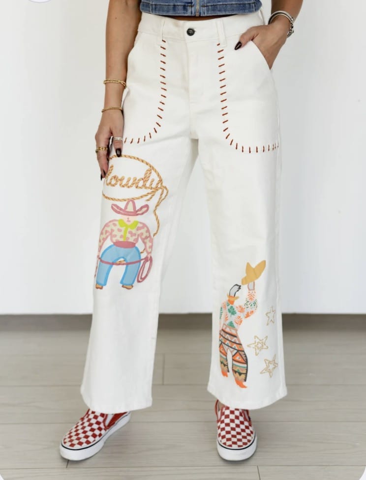 Whiskey Ray's Boutique Pants Howdy White Jeans