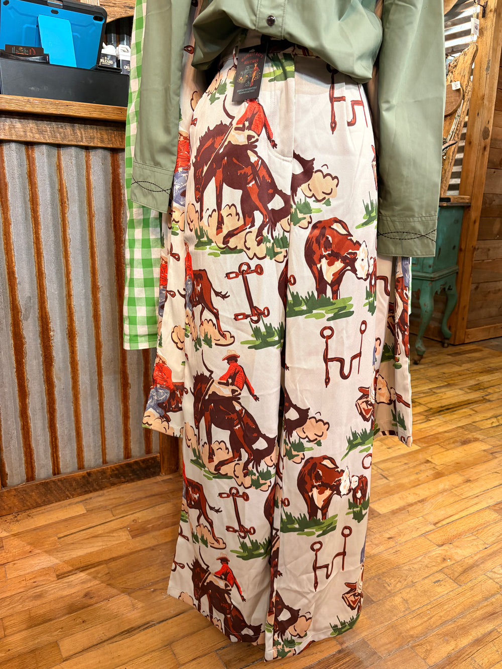 Old West Illustration Pants-Pants-Whiskey Ray's Boutique-Whiskey Ray's Boutique, Women's Western Wear Boutique in Waxahachie, TX