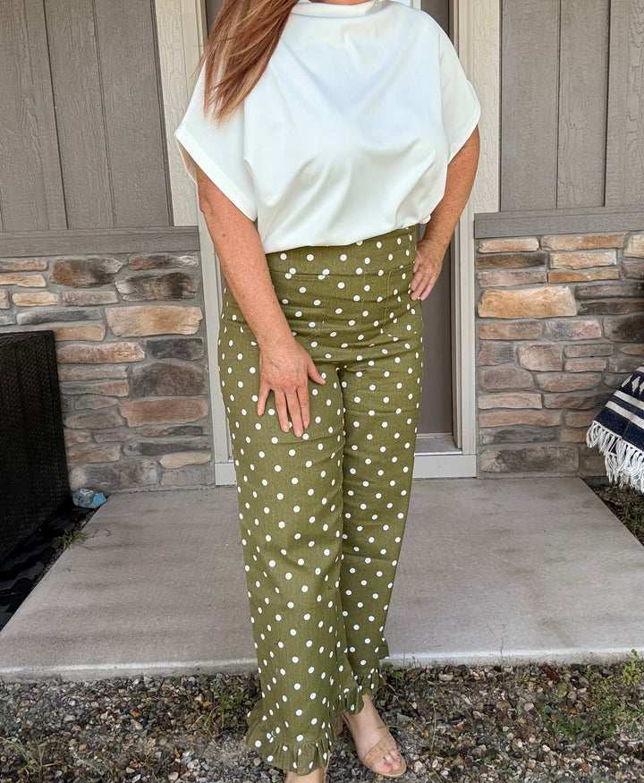 Whiskey Ray's Boutique Pants Olive Dot Darling Pants