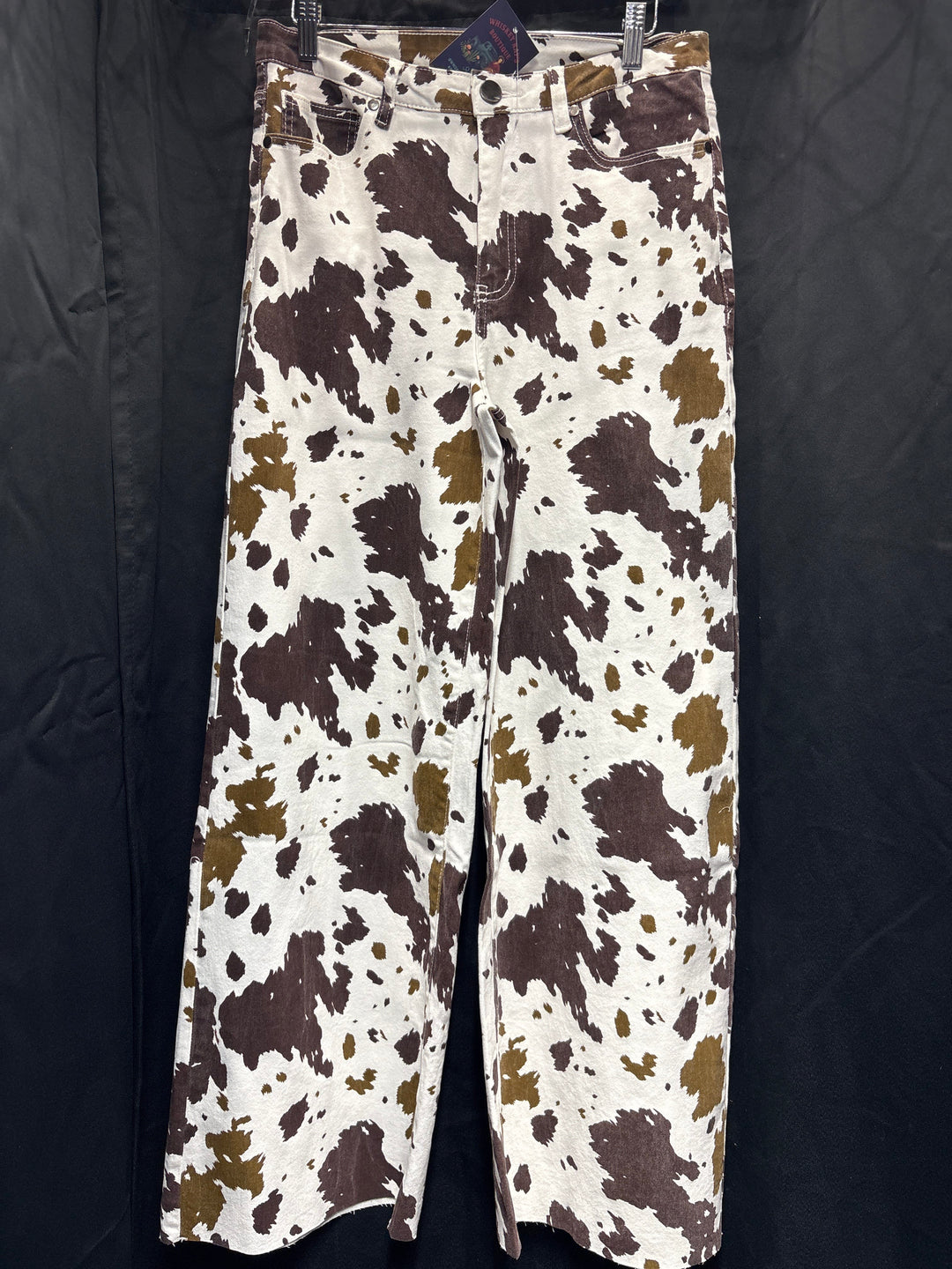 Outlaw Cow Print Wide Leg Jeans-Pants-Whiskey Ray's Boutique-Whiskey Ray's Boutique, Women's Western Wear Boutique in Waxahachie, TX