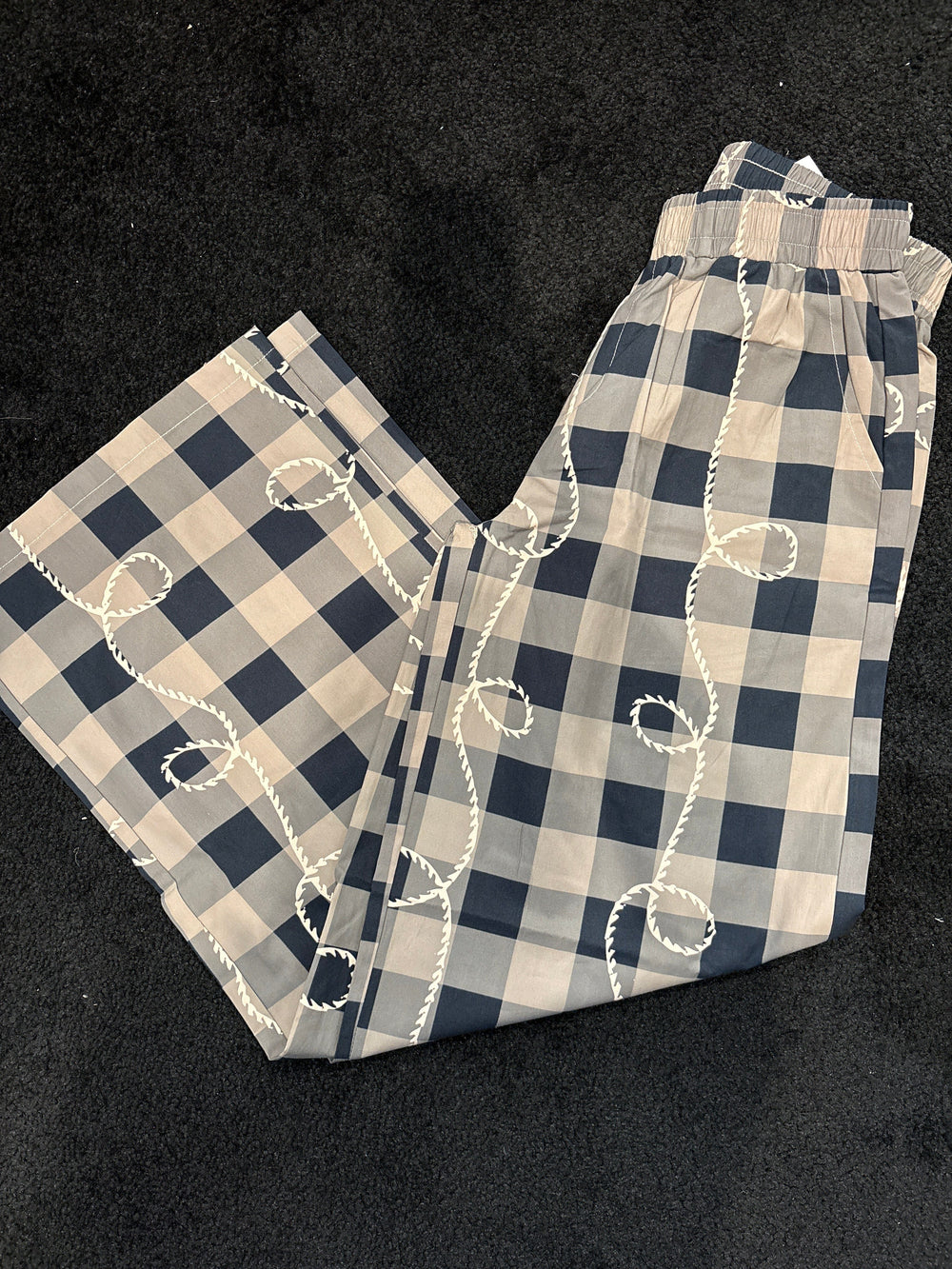 Rope & Gingham Wide-Leg Pants-Pants-Whiskey Ray's Boutique-Whiskey Ray's Boutique, Women's Western Wear Boutique in Waxahachie, TX