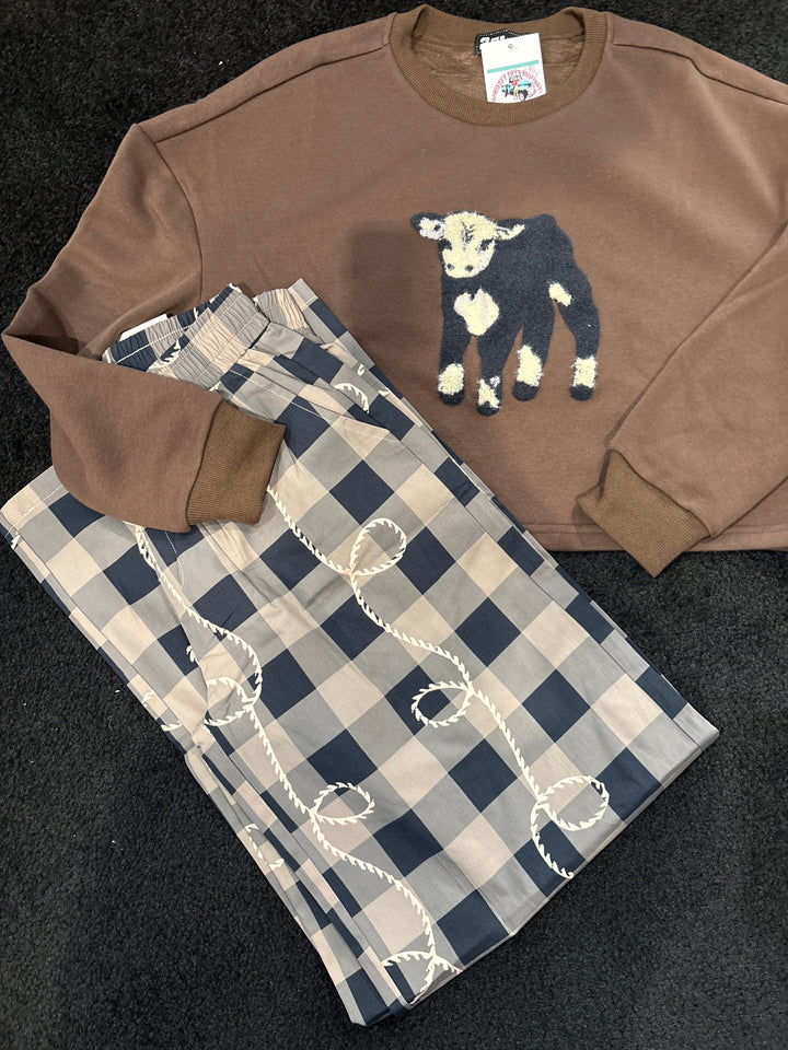 Rope & Gingham Wide-Leg Pants-Pants-Whiskey Ray's Boutique-Whiskey Ray's Boutique, Women's Western Wear Boutique in Waxahachie, TX