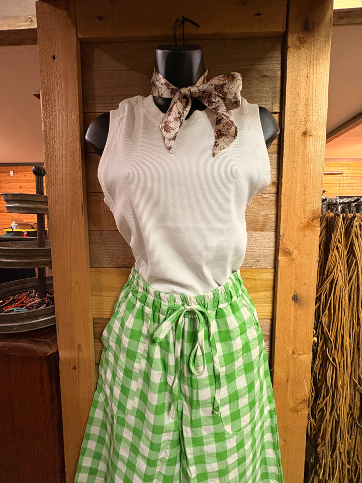 Women's Kelly Green Gingham Pant-Pants-Whiskey Ray's Boutique-Whiskey Ray's Boutique, Women's Western Wear Boutique in Waxahachie, TX