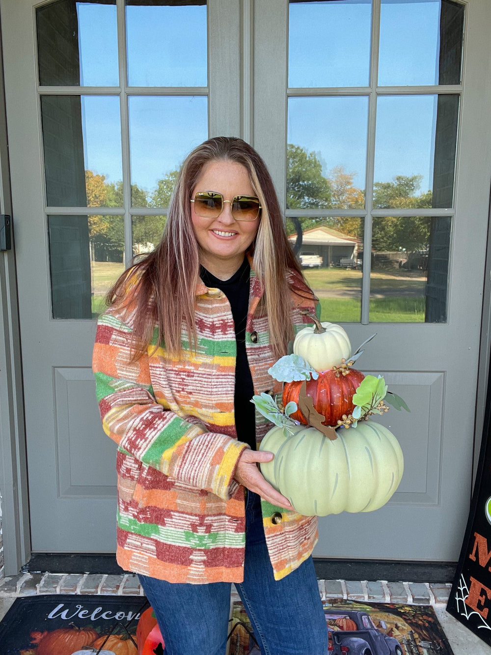 Rust and Green Jacket in Aztec-Coats & Jackets-Whiskey Ray's Boutique-Whiskey Ray's Boutique, Women's Western Wear Boutique in Waxahachie, TX