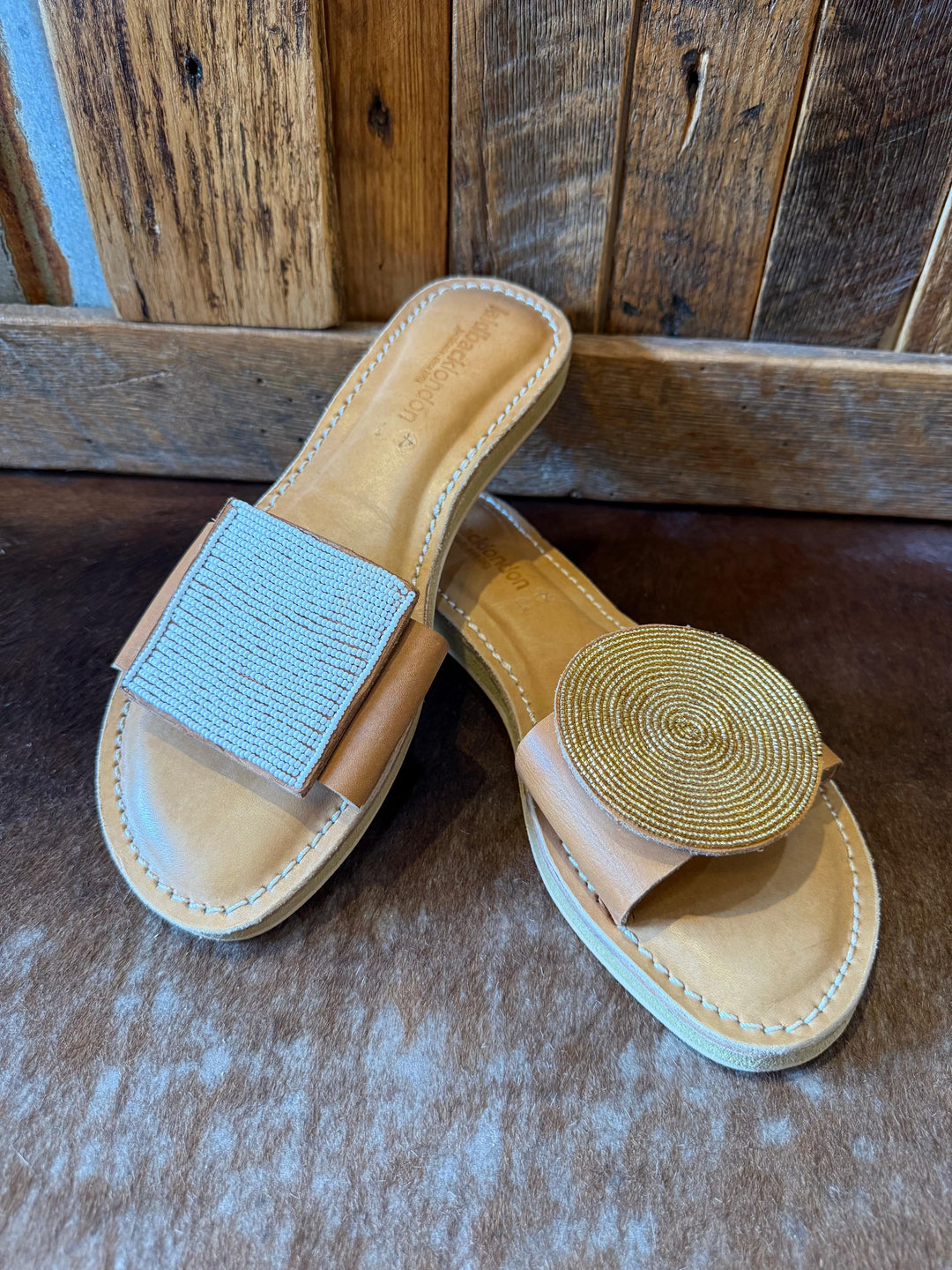 Women's Gold and white Low Platform Sandals-Sandals-Whiskey Ray's Boutique-Whiskey Ray's Boutique, Women's Western Wear Boutique in Waxahachie, TX
