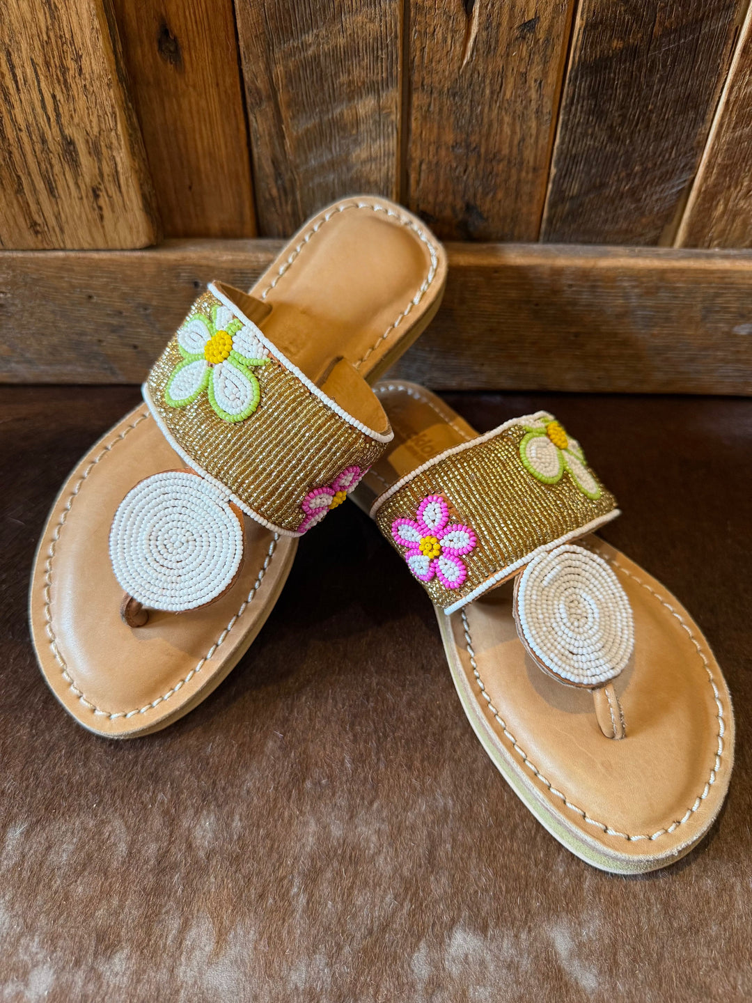 Women's Medallion Flower Low Platform Sandals-Sandals-Whiskey Ray's Boutique-Whiskey Ray's Boutique, Women's Western Wear Boutique in Waxahachie, TX