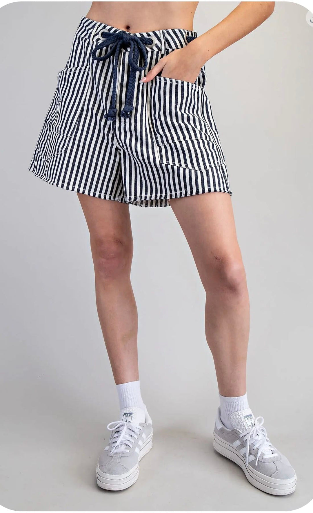 Harbor Stripe Cargo Shorts-Shorts-Whiskey Ray's Boutique-Whiskey Ray's Boutique, Women's Western Wear Boutique in Waxahachie, TX