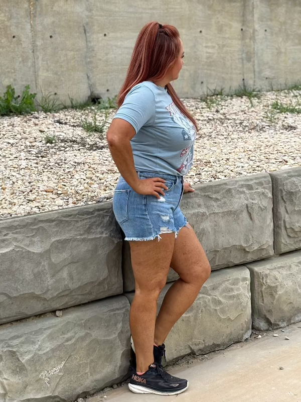 High Rise Distressed Denim Shorts-Shorts-Whiskey Ray's Boutique-Whiskey Ray's Boutique, Women's Western Wear Boutique in Waxahachie, TX