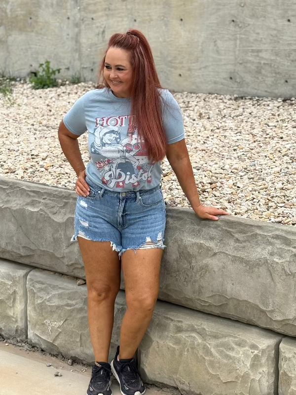High Rise Distressed Denim Shorts-Shorts-Whiskey Ray's Boutique-Whiskey Ray's Boutique, Women's Western Wear Boutique in Waxahachie, TX