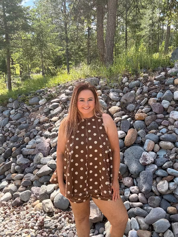Whiskey Ray's Boutique Shorts Mocha Dot Day Shorts