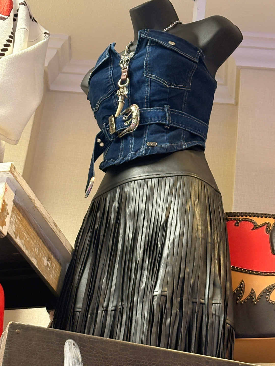 Midnight Fringe Skirt-Skirts-Whiskey Ray's Boutique-Whiskey Ray's Boutique, Women's Western Wear Boutique in Waxahachie, TX