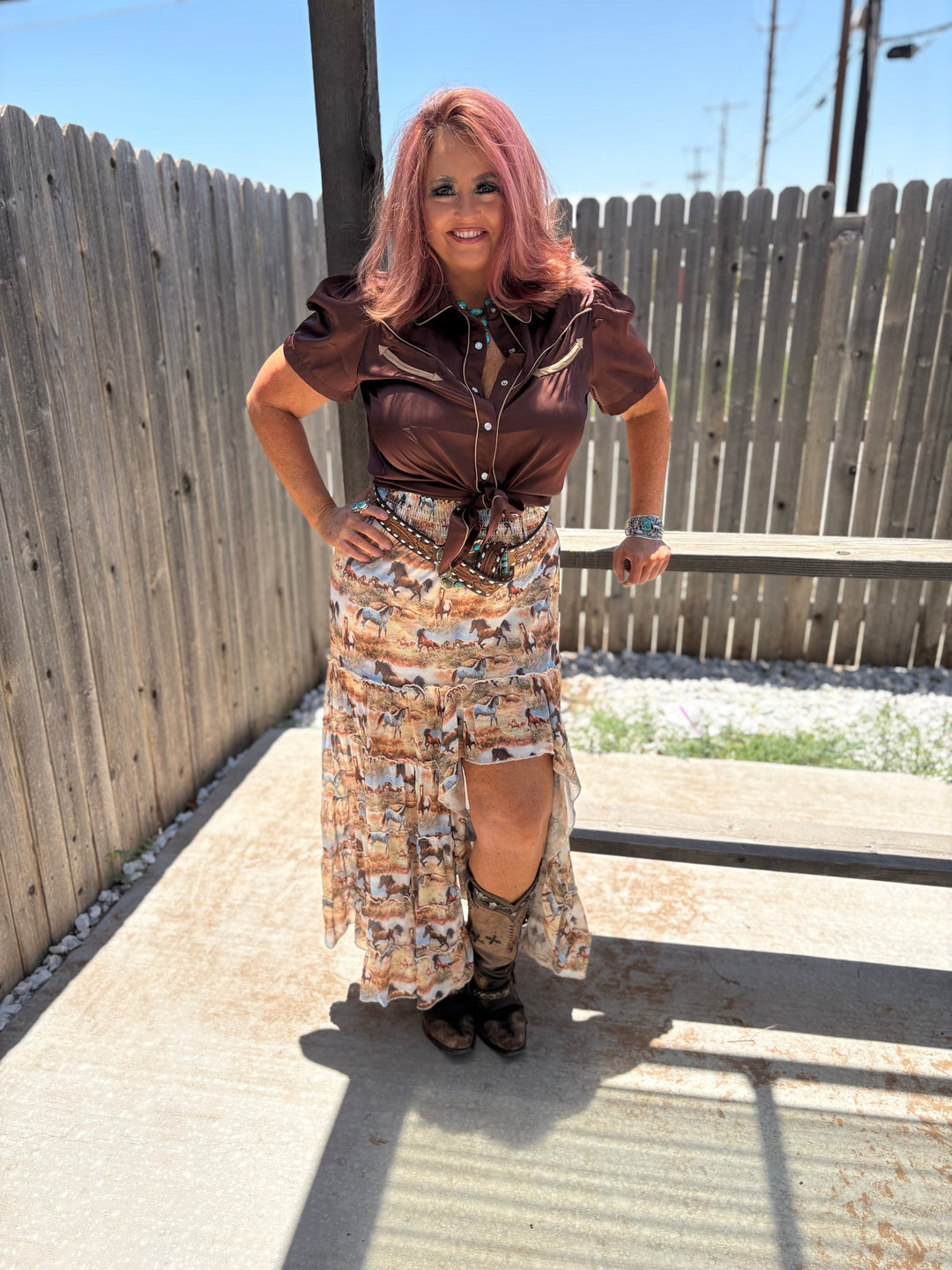 Whiskey Ray's Boutique Skirts Ruffle Hi-Low Horse Skirt