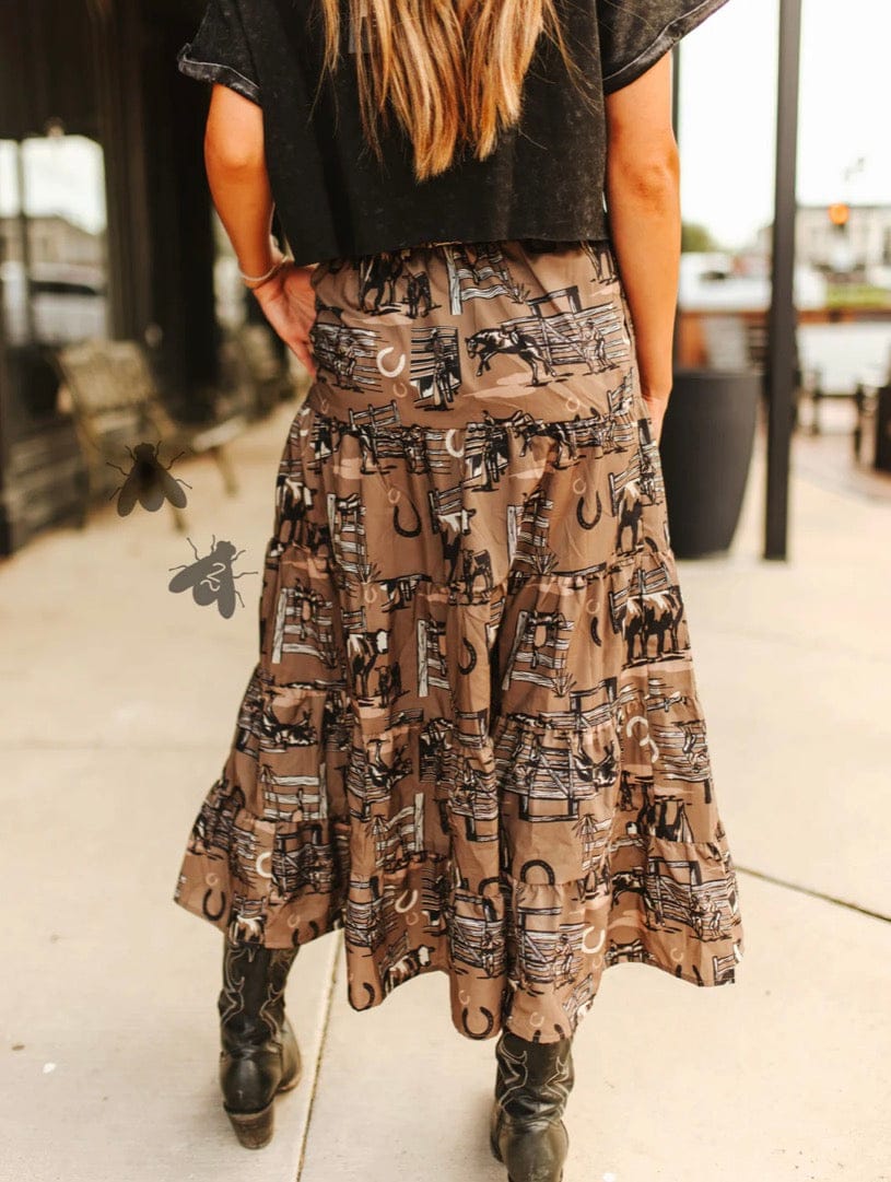 The Saddle Gate Tiered Maxi Skirt-Skirts-Whiskey Ray's Boutique-Whiskey Ray's Boutique, Women's Western Wear Boutique in Waxahachie, TX