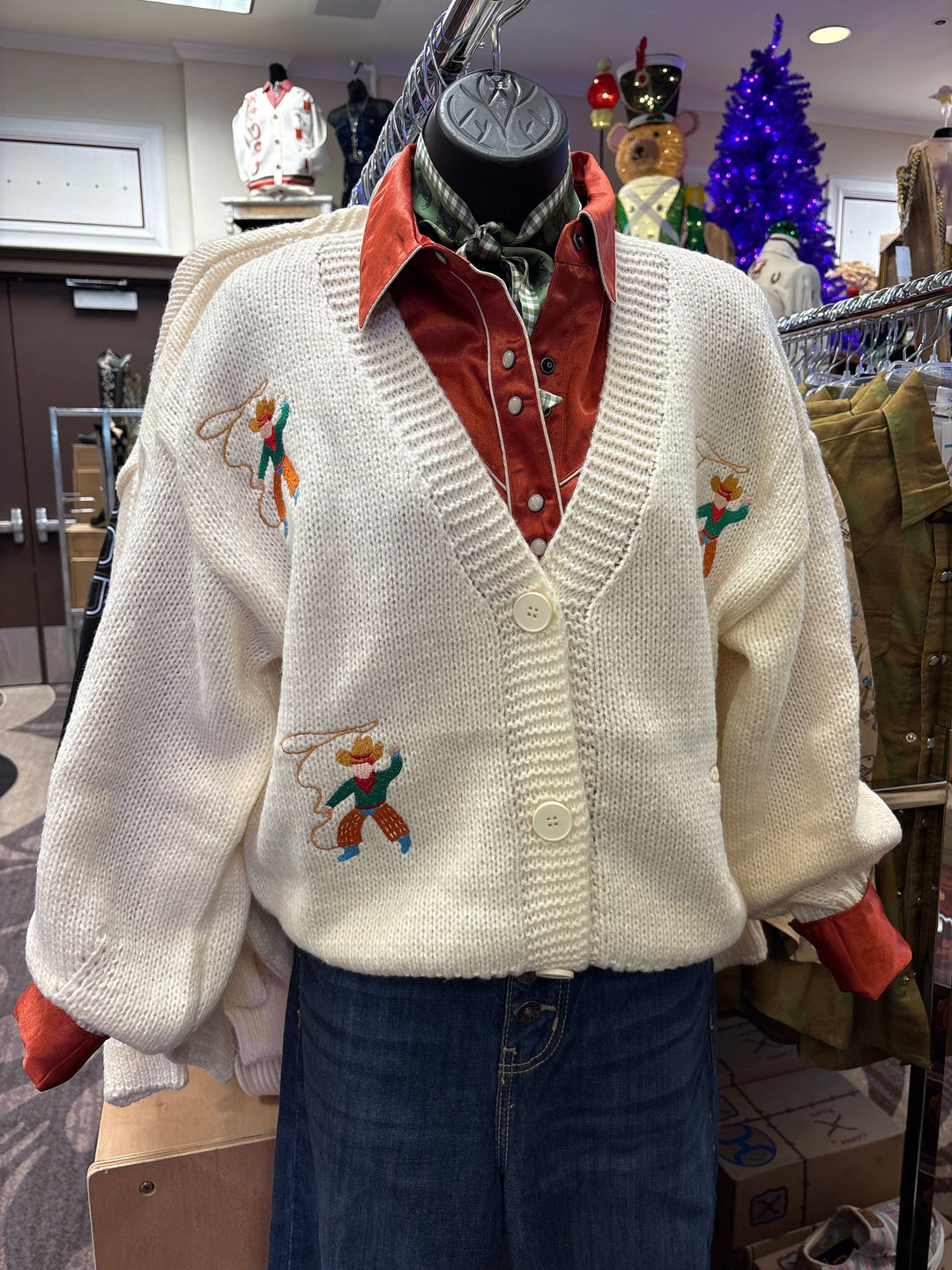 Roping Cowboy Cardi-Sweaters-Whiskey Ray's Boutique-Whiskey Ray's Boutique, Women's Western Wear Boutique in Waxahachie, TX