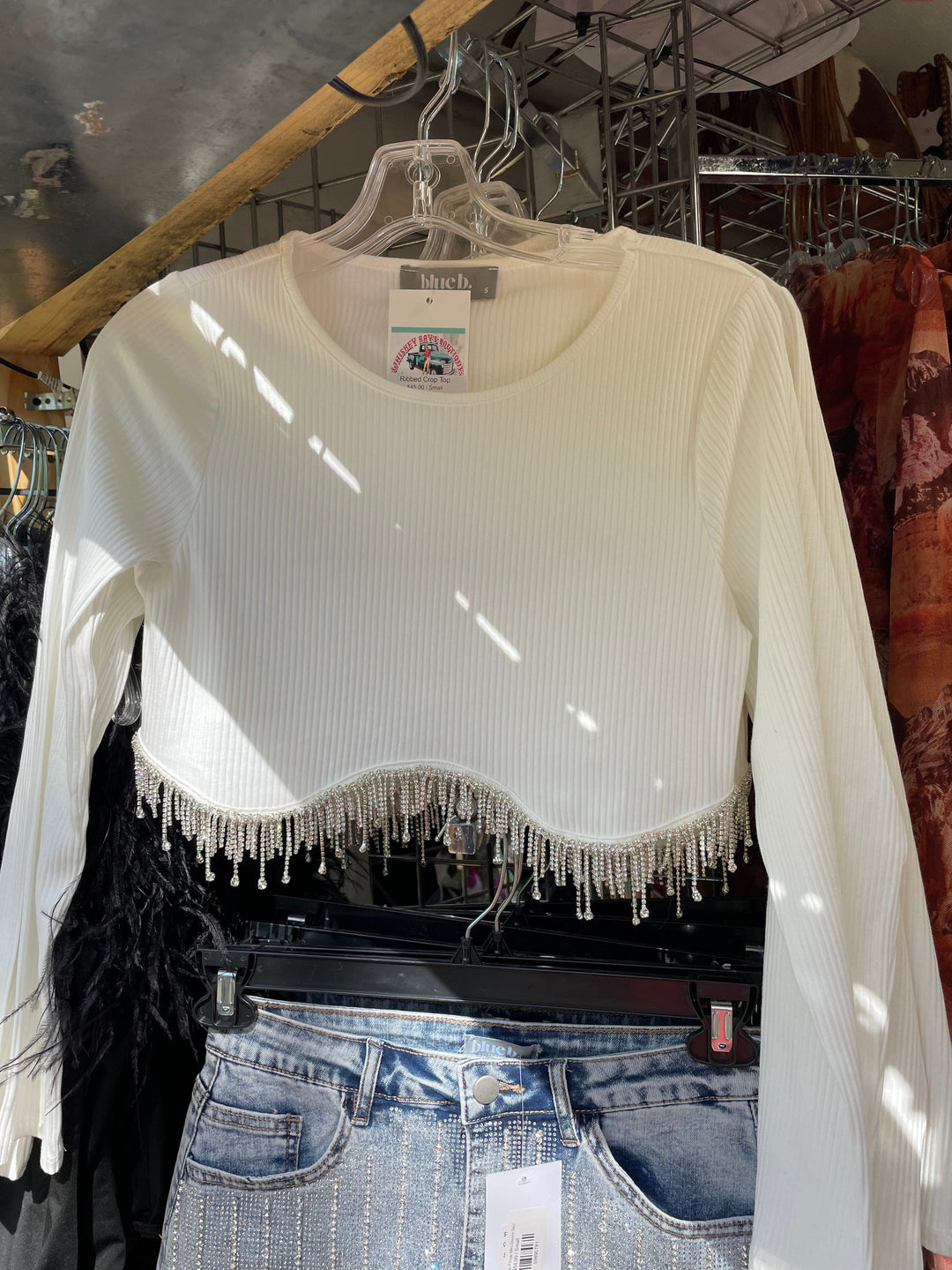Ribbed Crop Top-Long Sleeves-Whiskey Ray's Boutique-Whiskey Ray's Boutique, Women's Western Wear Boutique in Waxahachie, TX