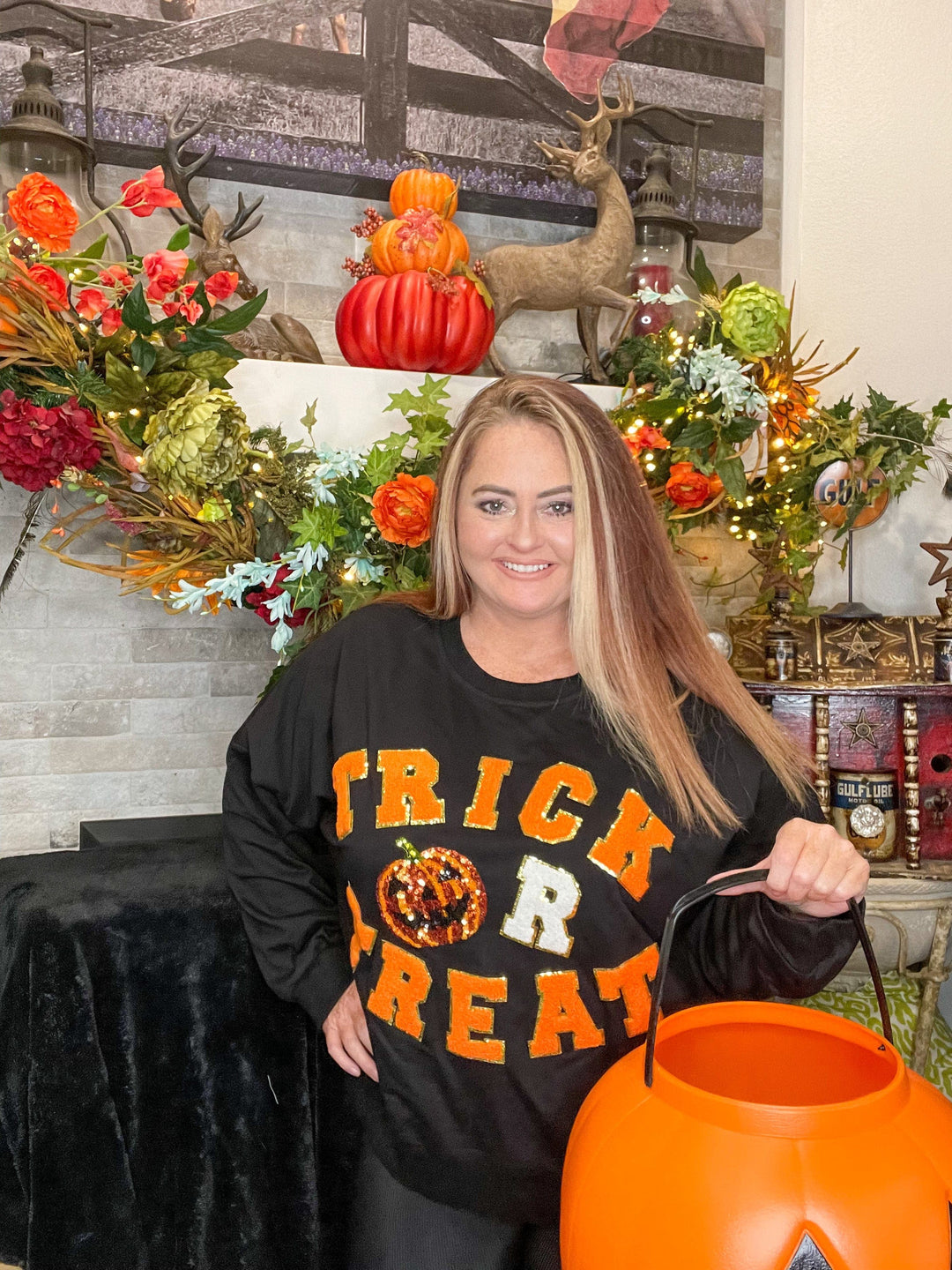 Trick or Treat Sweatshirt-Sweatshirt-Whiskey Ray's Boutique-Whiskey Ray's Boutique, Women's Western Wear Boutique in Waxahachie, TX