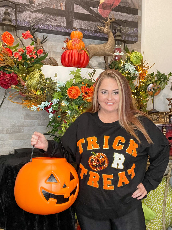 Trick or Treat Sweatshirt-Sweatshirt-Whiskey Ray's Boutique-Whiskey Ray's Boutique, Women's Western Wear Boutique in Waxahachie, TX