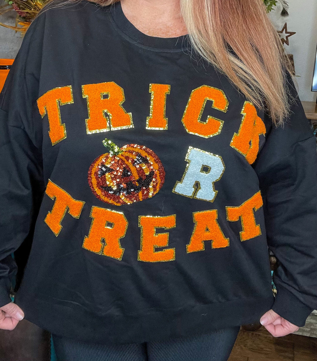 Trick or Treat Sweatshirt-Sweatshirt-Whiskey Ray's Boutique-Whiskey Ray's Boutique, Women's Western Wear Boutique in Waxahachie, TX