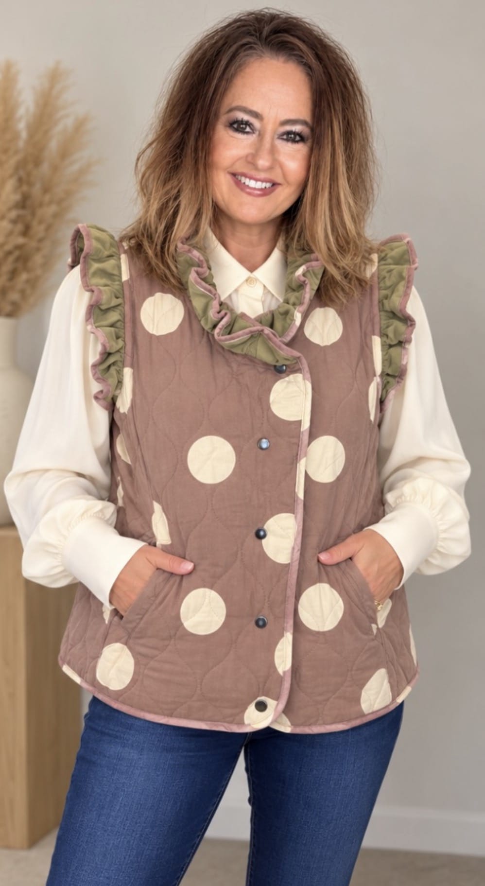 Whiskey Ray's Boutique Vests Olive & Dots Reversible Quilted Vest