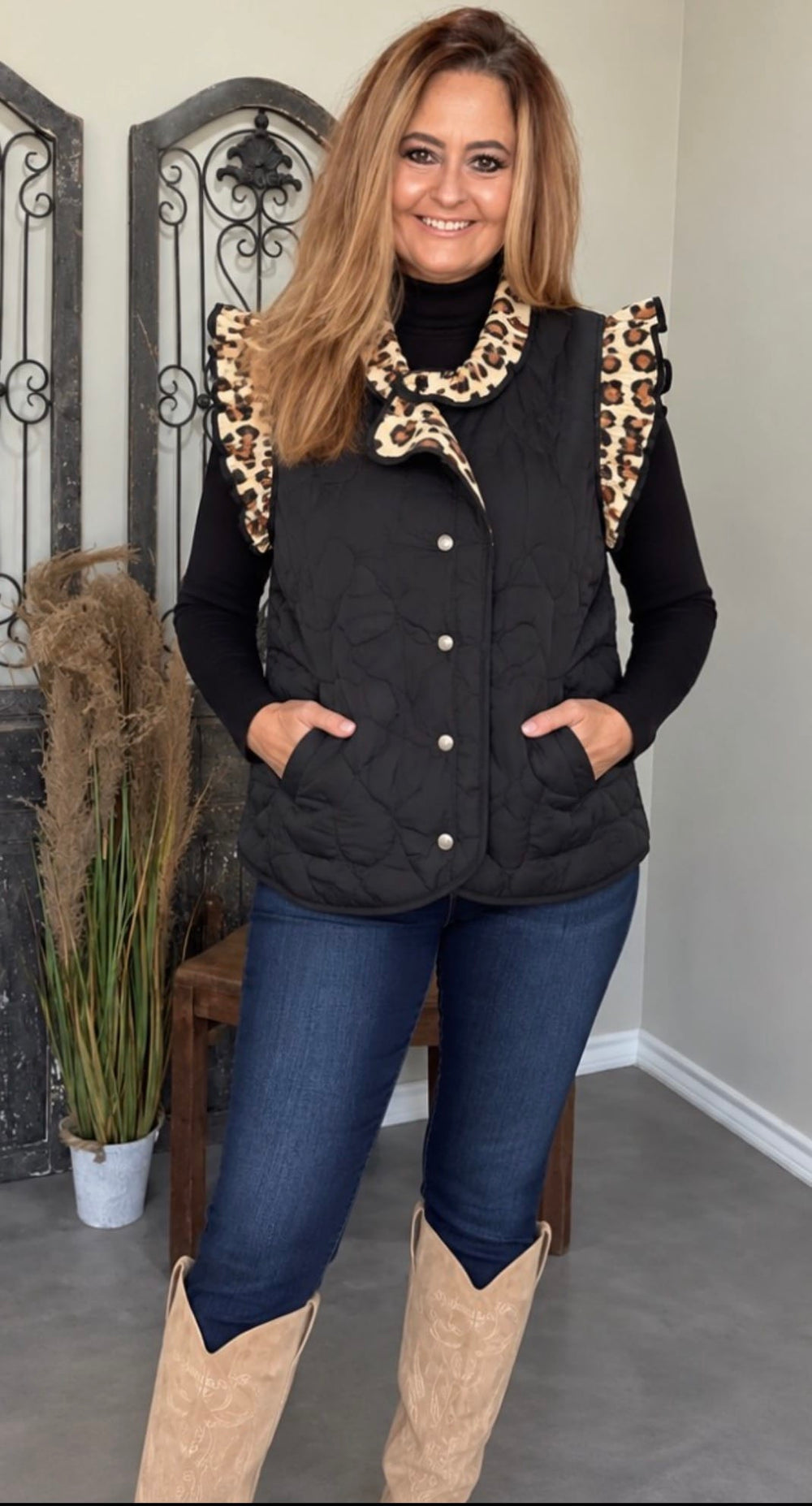 Wild Side Reversible Quilted Vest-Vests-Whiskey Ray's Boutique-Whiskey Ray's Boutique, Women's Western Wear Boutique in Waxahachie, TX