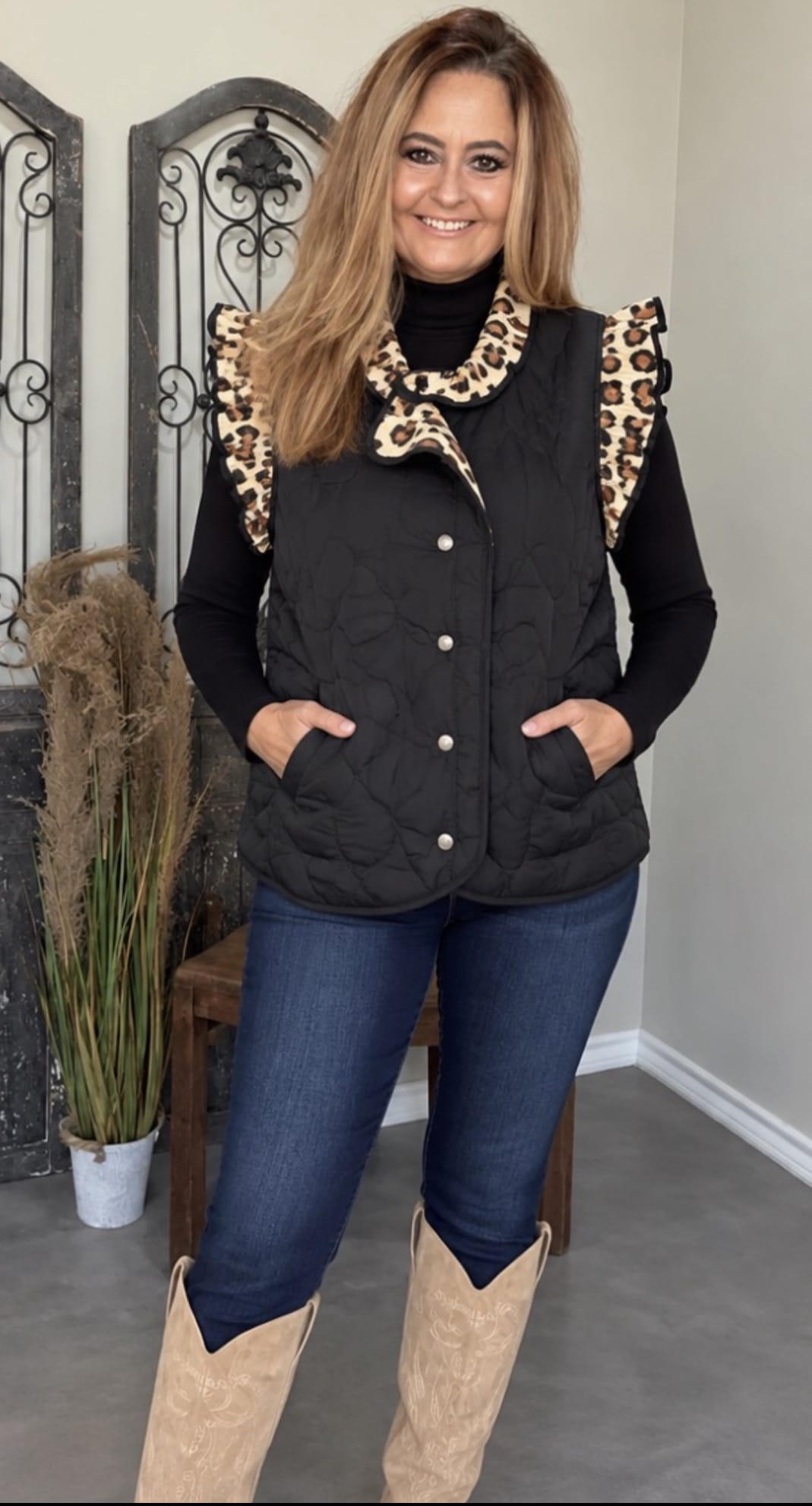 Whiskey Ray's Boutique Vests Wild Side Reversible Quilted Vest