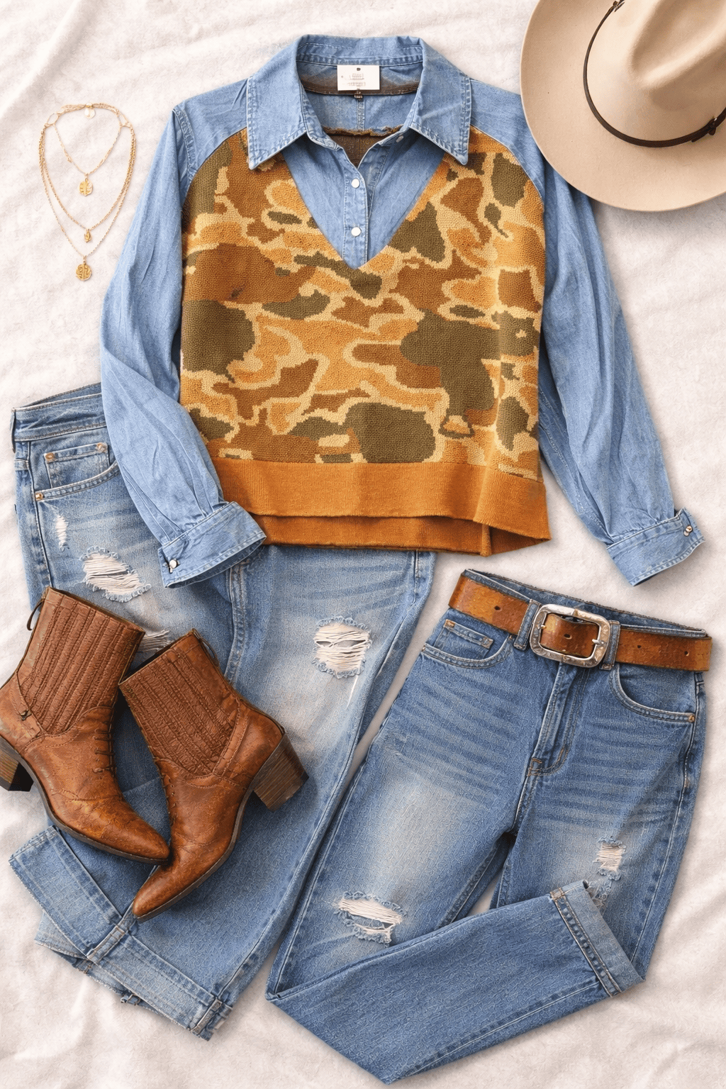 Back Forty Camo Collared Pullover-Women's top-Whiskey Ray's Boutique-Whiskey Ray's Boutique, Women's Western Wear Boutique in Waxahachie, TX