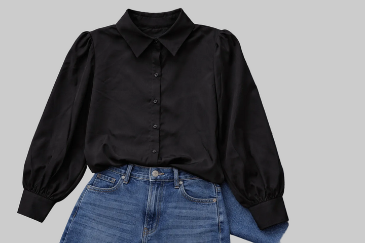 Black Saddle Silk Blouse-Women's top-Whiskey Ray's Boutique-Whiskey Ray's Boutique, Women's Western Wear Boutique in Waxahachie, TX