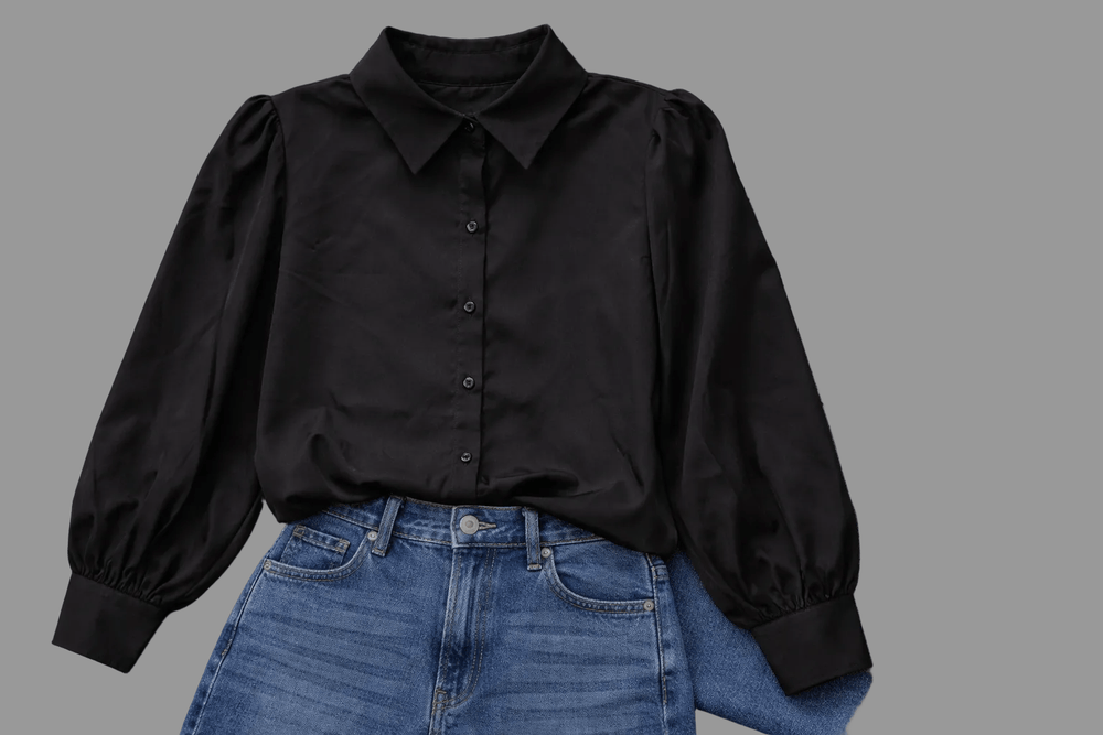 Black Saddle Silk Blouse-Women's top-Whiskey Ray's Boutique-Whiskey Ray's Boutique, Women's Western Wear Boutique in Waxahachie, TX