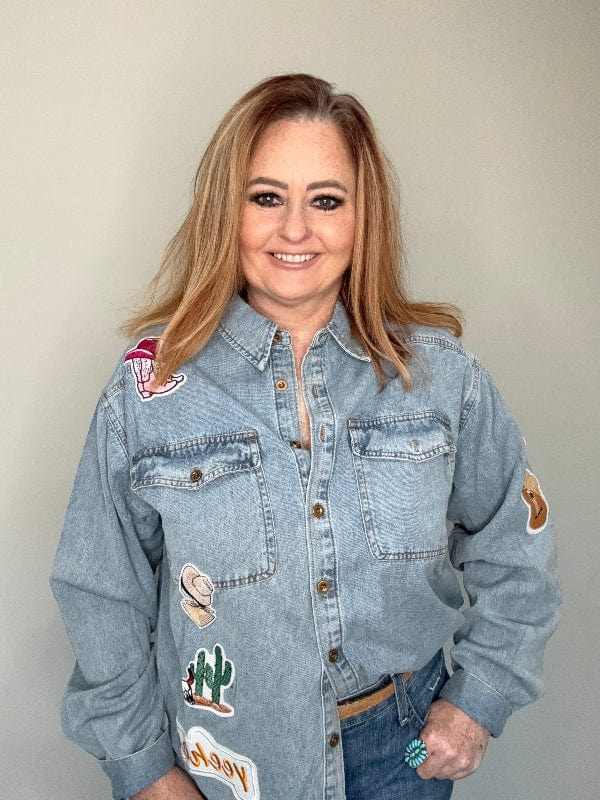 Cactus & Cowboy Shirt Jacket Button up-Women's top-Whiskey Ray's Boutique-Whiskey Ray's Boutique, Women's Western Wear Boutique in Waxahachie, TX