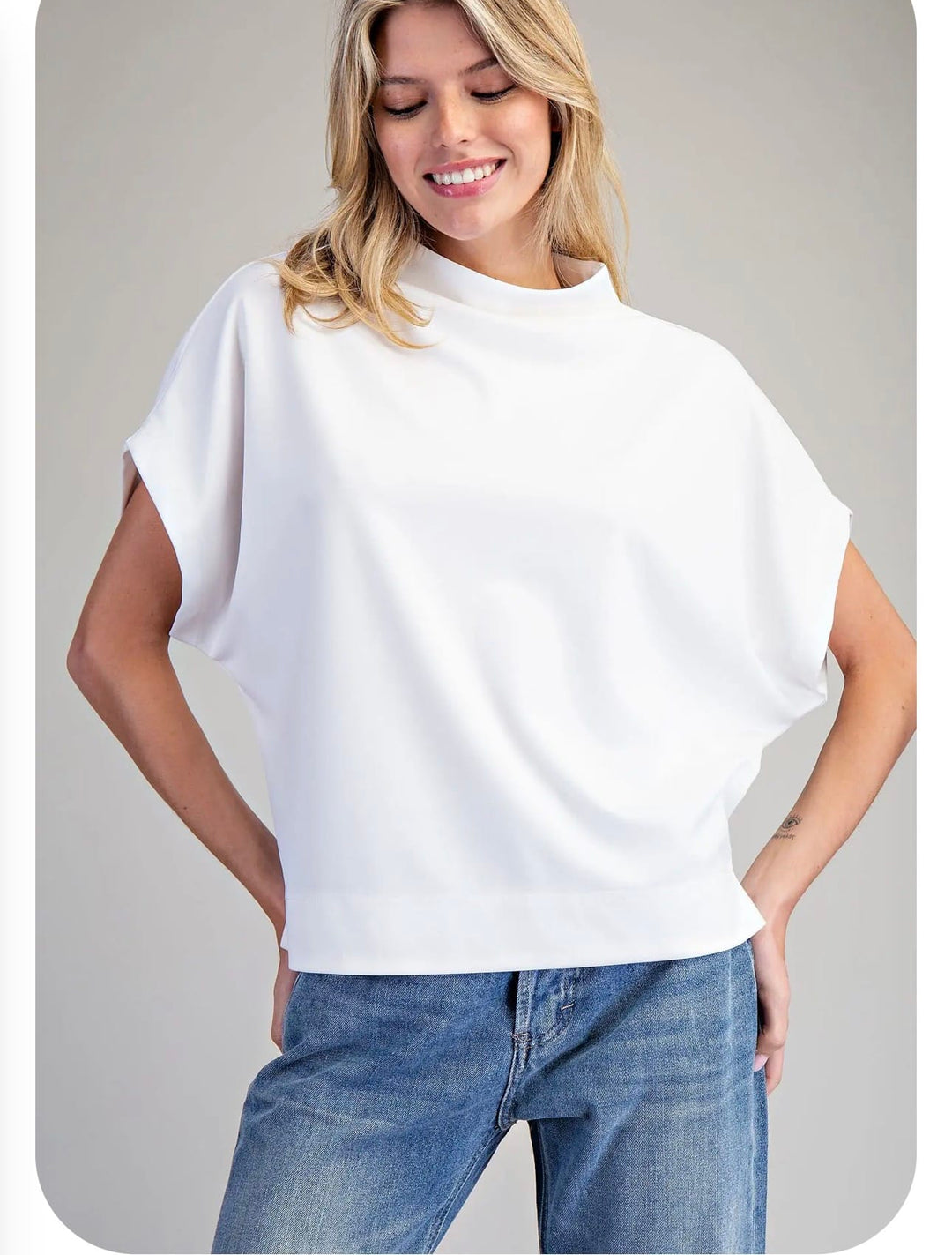 Cloud Nine Mock Neck Top-Women's top-Whiskey Ray's Boutique-Whiskey Ray's Boutique, Women's Western Wear Boutique in Waxahachie, TX