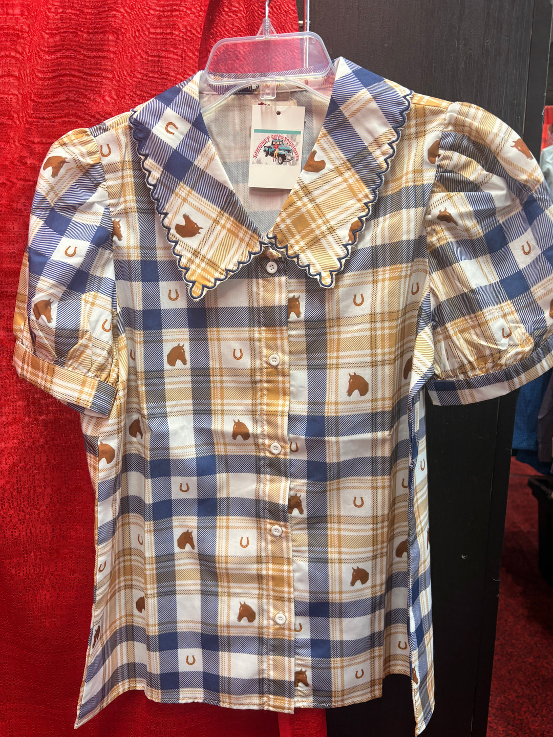 Cowgirl Charm Plaid Blouse-Women's top-Whiskey Ray's Boutique-Whiskey Ray's Boutique, Women's Western Wear Boutique in Waxahachie, TX