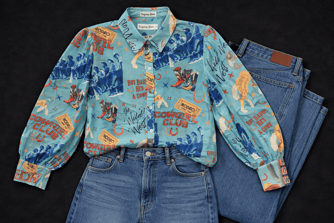 Cowgirl Club Button-Up Blouse-Women's top-Whiskey Ray's Boutique-Whiskey Ray's Boutique, Women's Western Wear Boutique in Waxahachie, TX