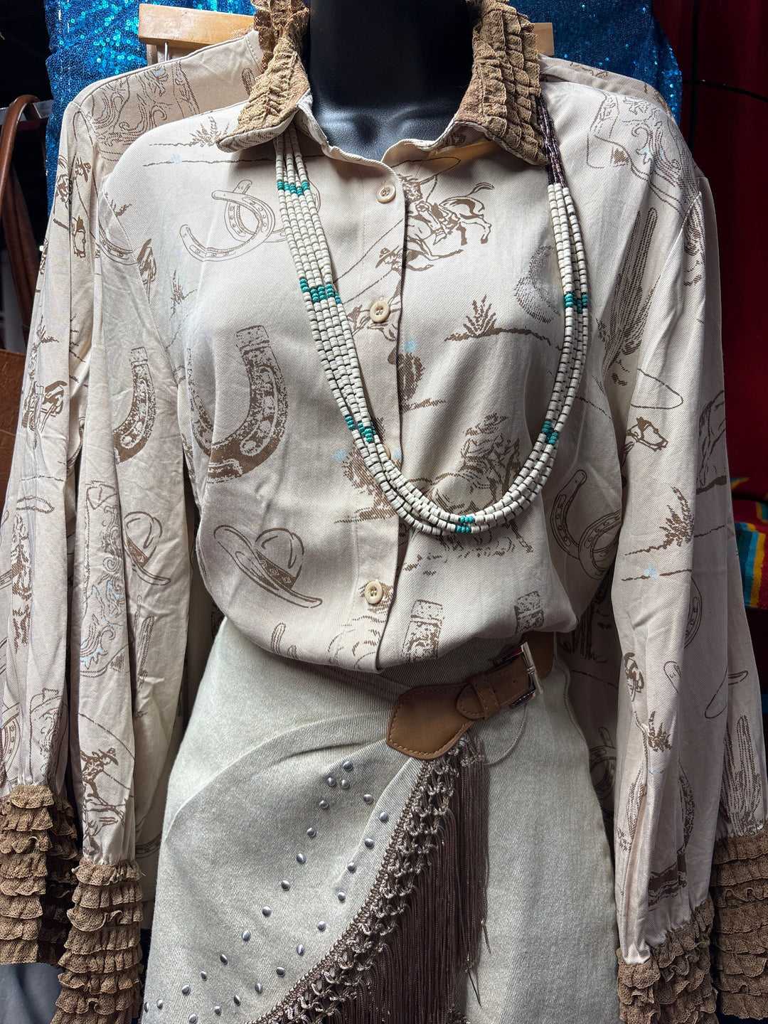 Dusty Tails Ruffle Cuff Shirt-Women's top-Whiskey Ray's Boutique-Whiskey Ray's Boutique, Women's Western Wear Boutique in Waxahachie, TX