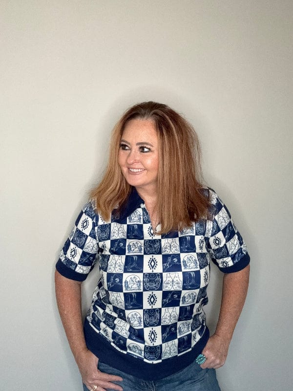 Frontier Check Polo-Women's top-Whiskey Ray's Boutique-Whiskey Ray's Boutique, Women's Western Wear Boutique in Waxahachie, TX