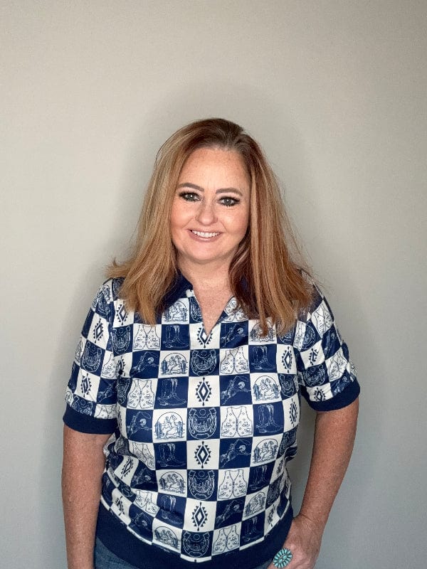 Frontier Check Polo-Women's top-Whiskey Ray's Boutique-Whiskey Ray's Boutique, Women's Western Wear Boutique in Waxahachie, TX