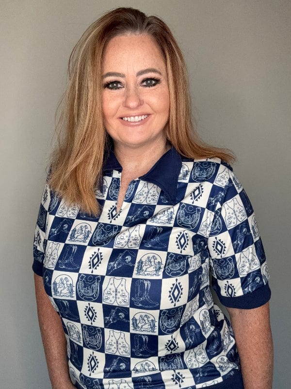 Frontier Check Polo-Women's top-Whiskey Ray's Boutique-Whiskey Ray's Boutique, Women's Western Wear Boutique in Waxahachie, TX