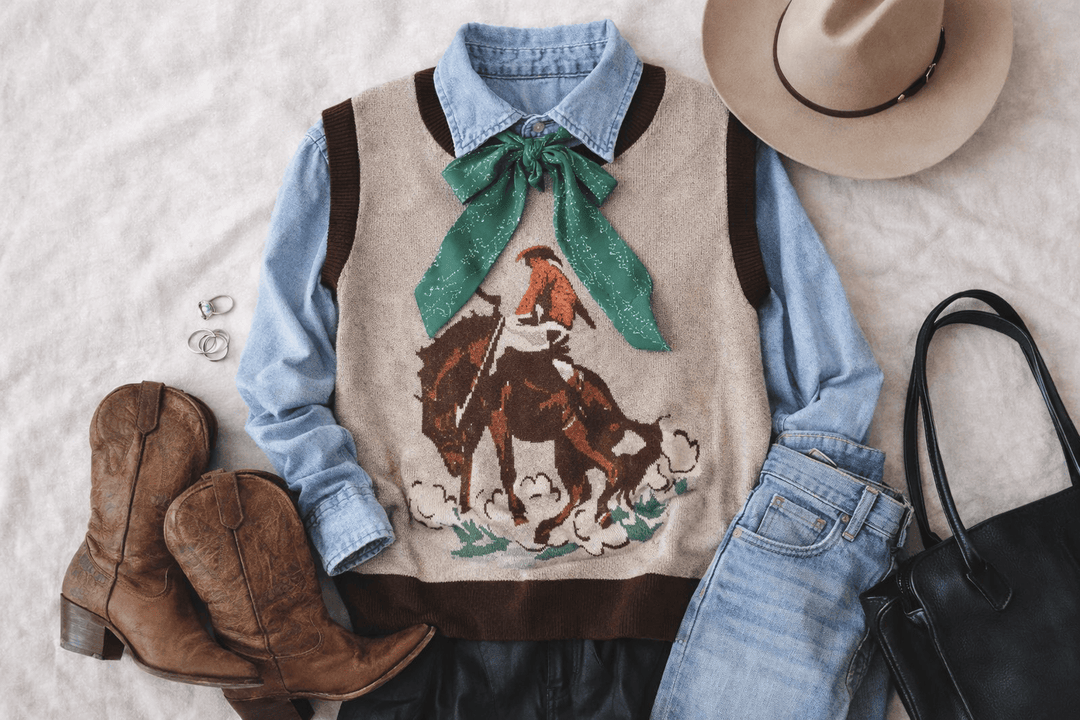 Painter’s Pony Sweater Vest-Women's top-Whiskey Ray's Boutique-Whiskey Ray's Boutique, Women's Western Wear Boutique in Waxahachie, TX