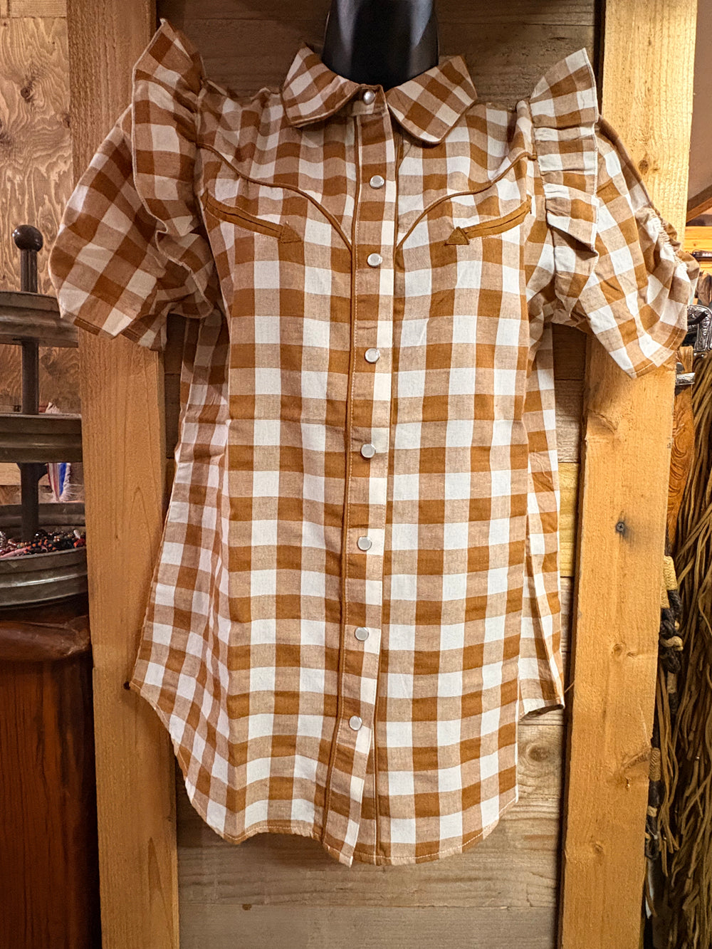 Whiskey Ray's Boutique Women's top Prairie Charm Gingham Top