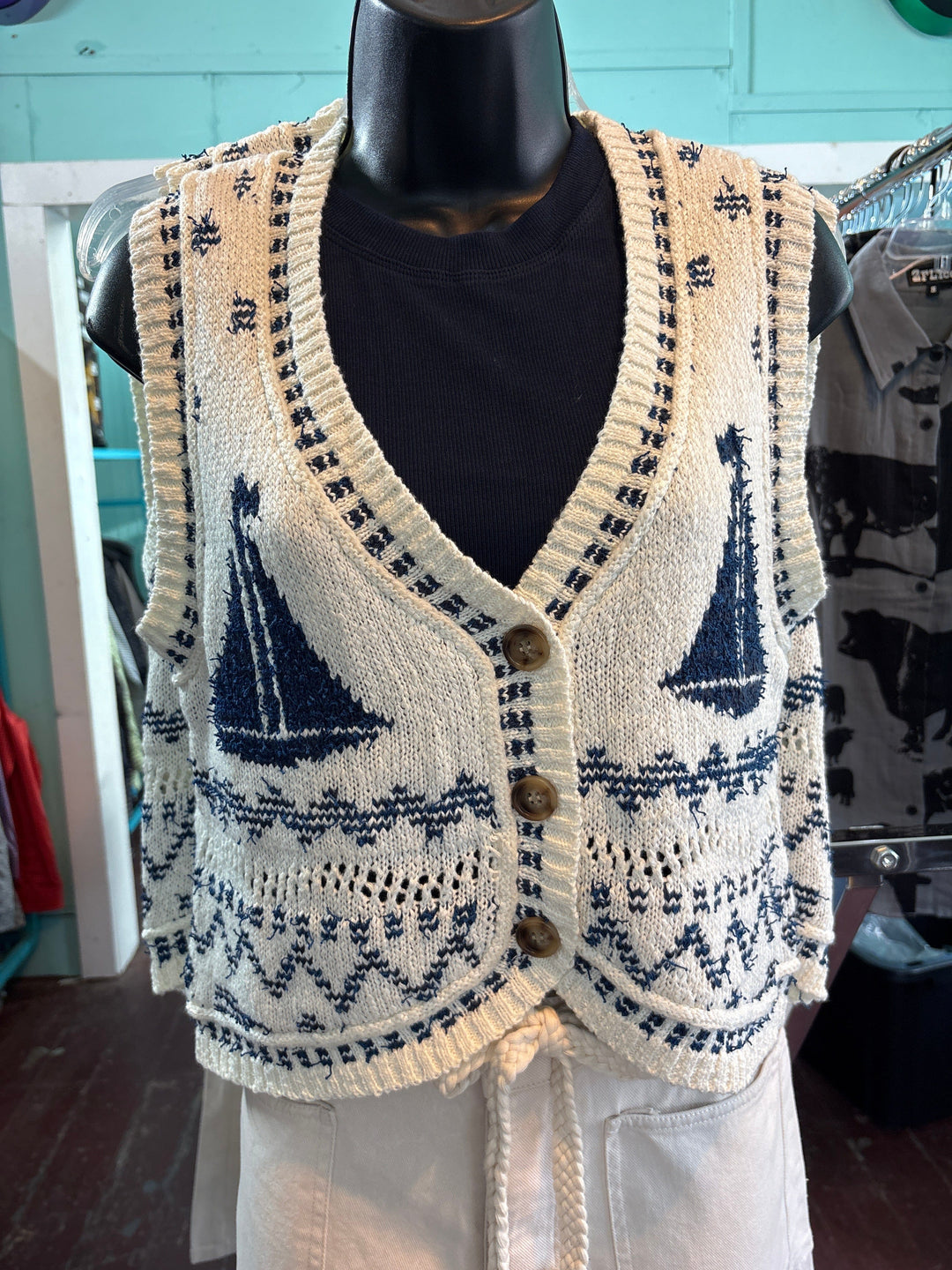 Seaside Sail Knit Vest-Women's top-Whiskey Ray's Boutique-Whiskey Ray's Boutique, Women's Western Wear Boutique in Waxahachie, TX