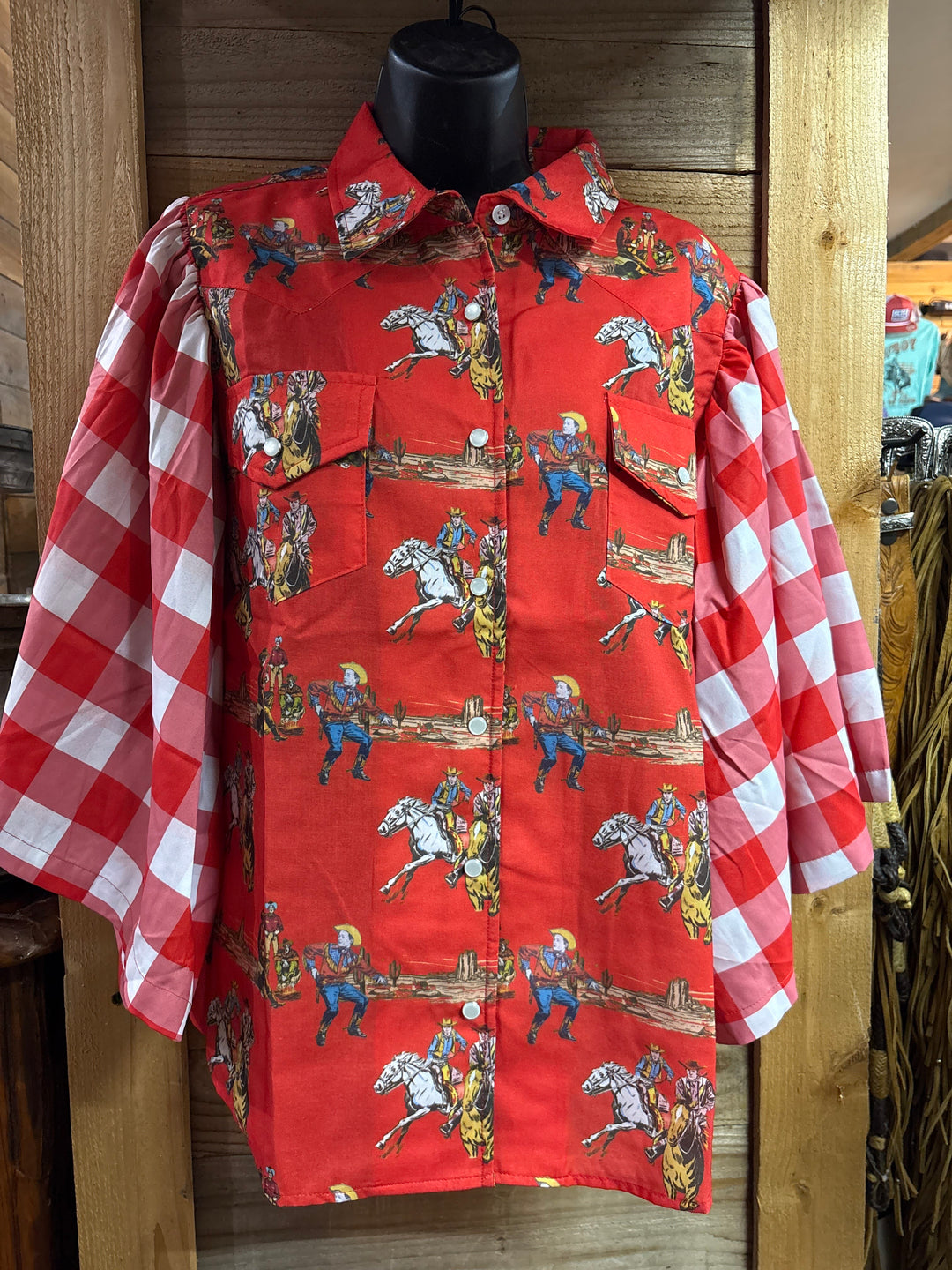 The Red Roundup-Women's top-Whiskey Ray's Boutique-Whiskey Ray's Boutique, Women's Western Wear Boutique in Waxahachie, TX