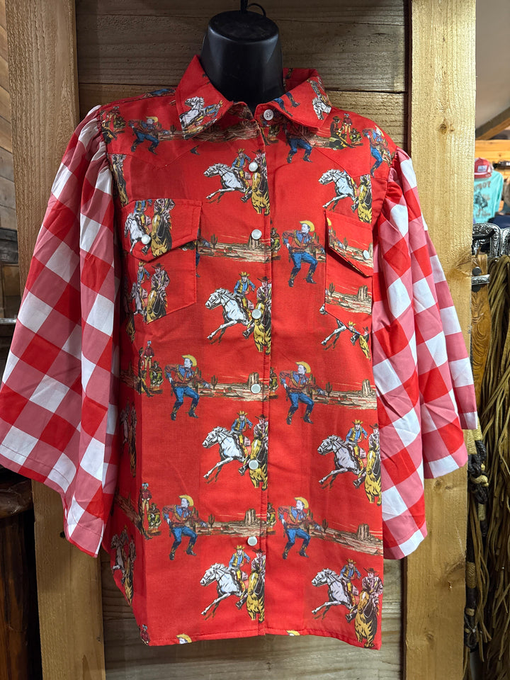 The Red Roundup-Short Sleeves-Whiskey Ray's Boutique-Whiskey Ray's Boutique, Women's Western Wear Boutique in Waxahachie, TX