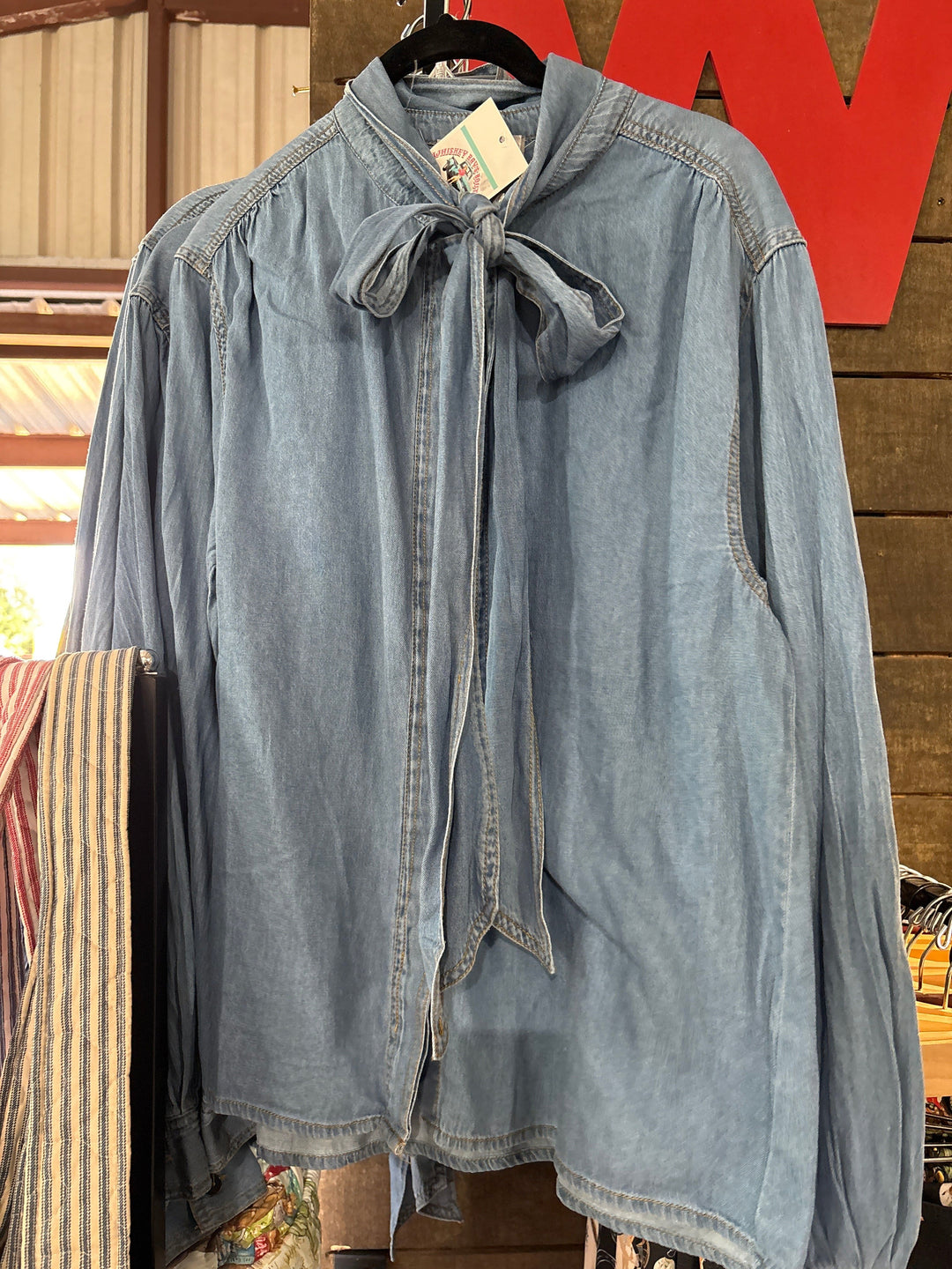 Whiskey Ray's Boutique Women's top Western Elegance Chambray Blouse