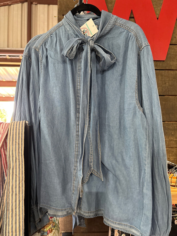 Whiskey Ray's Boutique Women's top Western Elegance Chambray Blouse